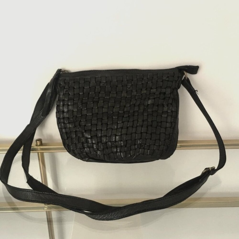 Leather Woven Crossbody Bag